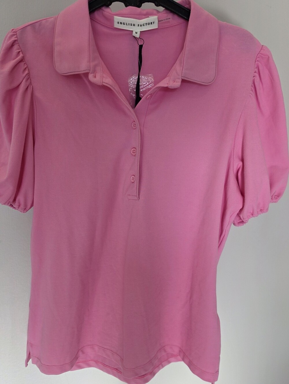 English Factory Pink Knit Polo Top Size Medium NWT